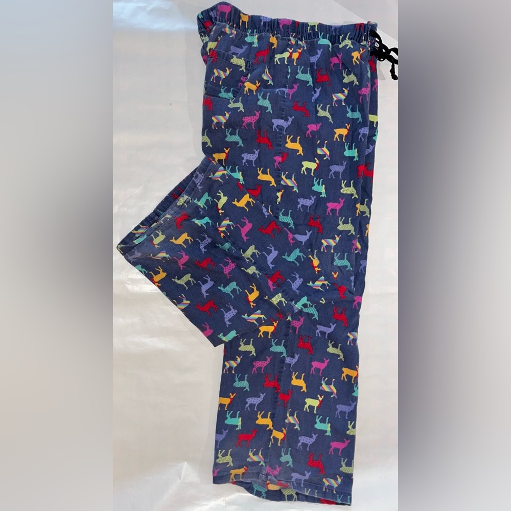 Old Navy Reindeer Deer Pajama Pant M Medium Multicolored Colorful